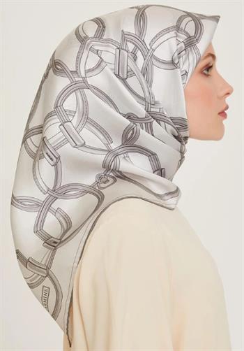 Armine İpek Eşarp 2025 Kış - 9203-86 Açık Gümüş Twill