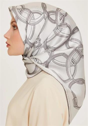 Armine İpek Eşarp 2025 Kış - 9203-86 Açık Gümüş Twill