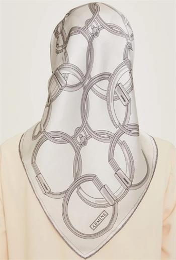 Armine İpek Eşarp 2025 Kış - 9203-86 Açık Gümüş Twill