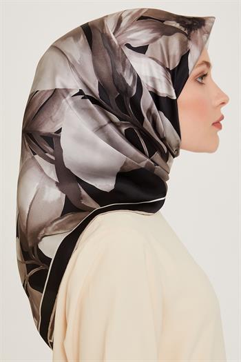 Armine İpek Eşarp 2025 Kış - 9205-34 Siyah Vizon Twill