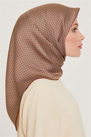 Armine İpek Eşarp 2025 Kış - 9210-81 Kahve Twill