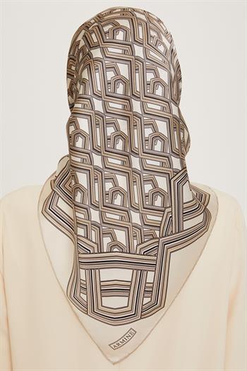 Armine İpek Eşarp 2025 Kış - 9213-38 Krem Twill