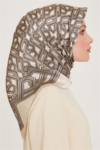 Armine İpek Eşarp 2025 Kış - 9213-38 Krem Twill