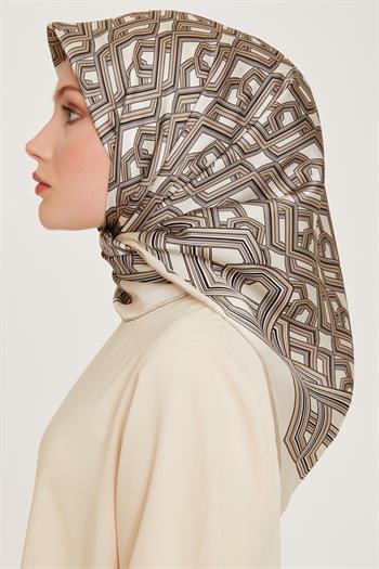 Armine İpek Eşarp 2025 Kış - 9213-38 Krem Twill