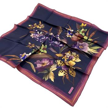 Armine İpek Eşarp 2025 Kış - 9215-02 Lacivert Mor Twill