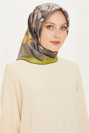 Armine İpek Eşarp 2025 Kış - 9215-34 Yağ Yeşili Twill