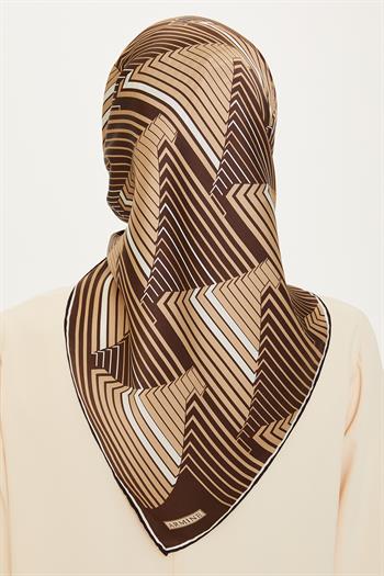 Armine İpek Eşarp 2025 Kış - 9218-35  Koyu Kahve Twill