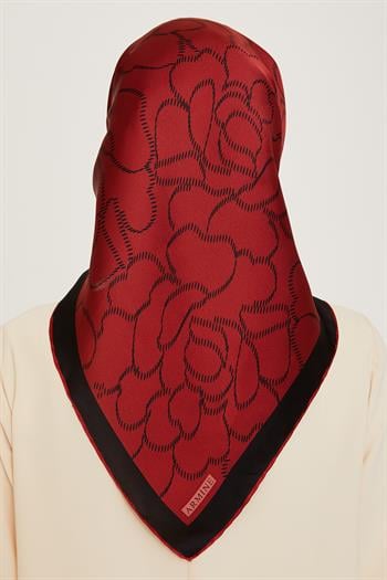 Armine İpek Eşarp 2025 Kış - 9222-36 Bordo Siyah Twill