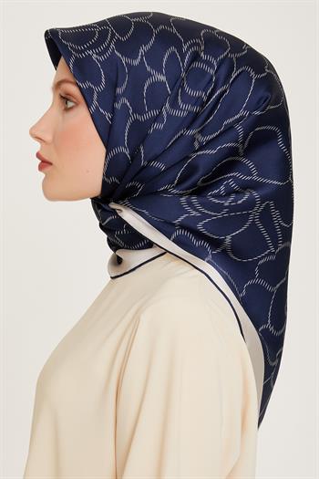 Armine İpek Eşarp 2025 Kış - 9222-83 Lacivert Twill