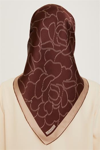 Armine İpek Eşarp 2025 Kış - 9222-85 Kahve Twill