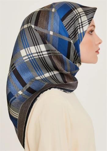 Armine İpek Eşarp 2025 Kış - 9223-33 Lacivert Mavi Sura