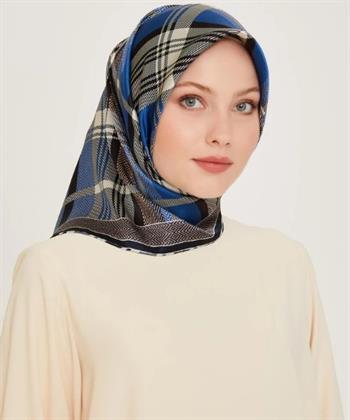 Armine İpek Eşarp 2025 Kış - 9223-33 Lacivert Mavi Sura