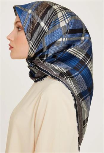 Armine İpek Eşarp 2025 Kış - 9223-33 Lacivert Mavi Sura