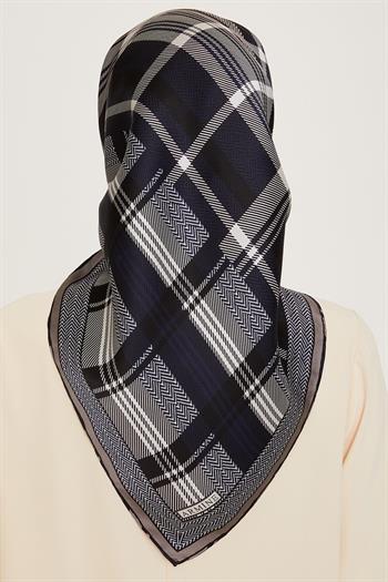 Armine İpek Eşarp 2025 Kış - 9223-53 Lacivert Gri Twill