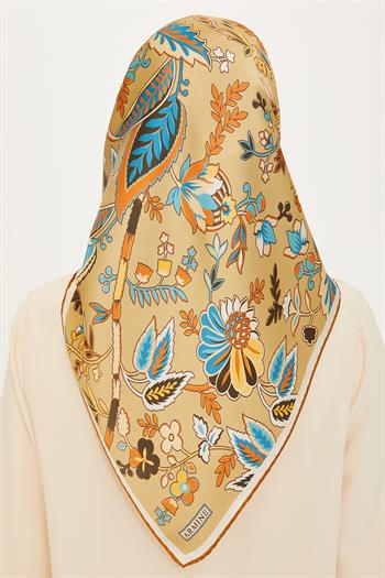 Armine İpek Eşarp 2025 Kış - 9227-37 Yağ Yeşili Twill
