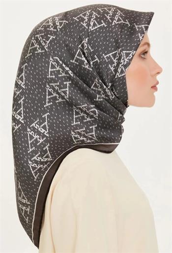 Armine İpek Eşarp 2025 Kış - 9228-54 Siyah Füme Twill
