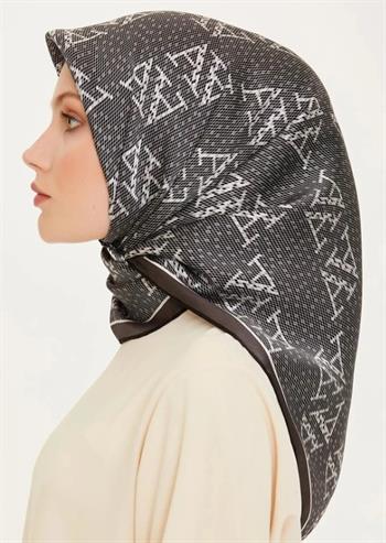 Armine İpek Eşarp 2025 Kış - 9228-54 Siyah Füme Twill