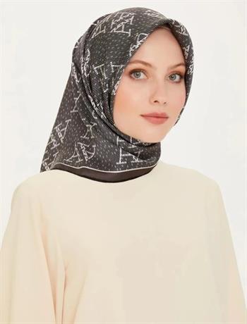 Armine İpek Eşarp 2025 Kış - 9228-54 Siyah Füme Twill