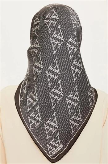 Armine İpek Eşarp 2025 Kış - 9228-54 Siyah Füme Twill