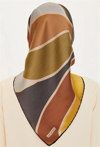 Armine İpek Eşarp 2025 Kış - 9232-35 Füme Kahve Twill
