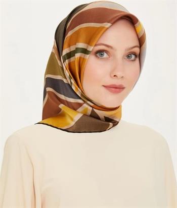 Armine İpek Eşarp 2025 Kış - 9232-35 Füme Kahve Twill
