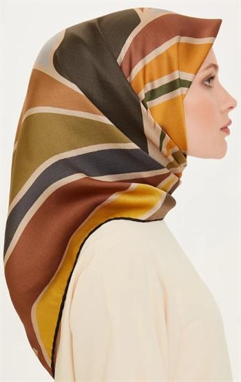 Armine İpek Eşarp 2025 Kış - 9232-35 Füme Kahve Twill