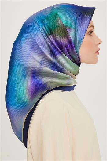 Armine İpek Eşarp 2025 Kış - 9233-37 Lacivert Yeşil Twill 
