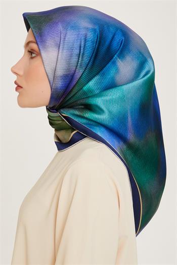 Armine İpek Eşarp 2025 Kış - 9233-37 Lacivert Yeşil Twill 