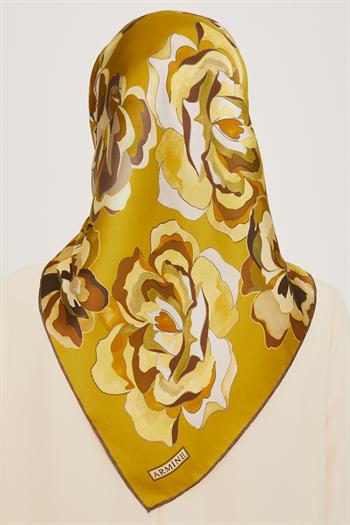 Armine İpek Eşarp 2025 Kış - 9234-31 Yağ Yeşili Sura