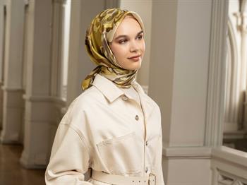 Armine İpek Eşarp 2025 Kış - 9234-31 Yeşil Twill