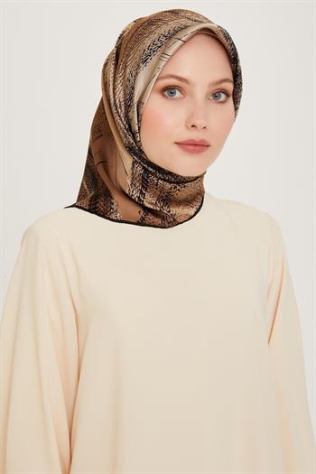 Armine İpek Eşarp 2025 Kış - 9236-08 Bej Kahve Twill