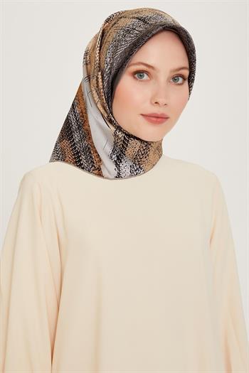 Armine İpek Eşarp 2025 Kış - 9236-32 Gri Bej Twill