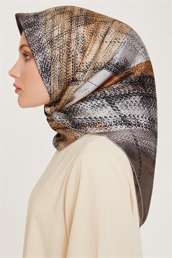 Armine İpek Eşarp 2025 Kış - 9236-32 Gri Bej Twill