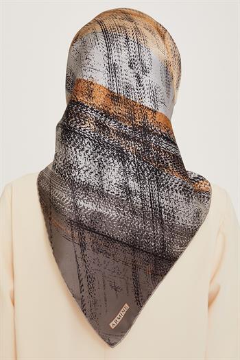 Armine İpek Eşarp 2025 Kış - 9236-32 Gri Bej Twill