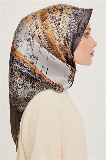 Armine İpek Eşarp 2025 Kış - 9236-32 Gri Bej Twill
