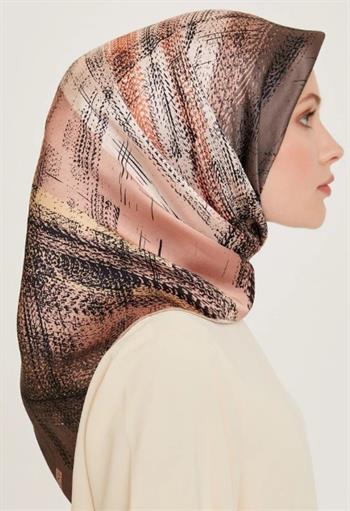 Armine İpek Eşarp 2025 Kış - 9236-37 Vizon Pudra Twill