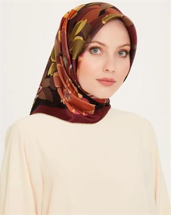 Armine İpek Eşarp 2025 Kış - 9238-37 Bordo Siyah Twill