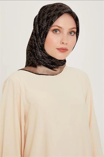 Armine İpek Eşarp 2025 Kış - 9239-81 Siyah Vizon Twill