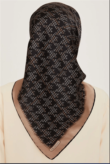 Armine İpek Eşarp 2025 Kış - 9239-81 Siyah Vizon Twill