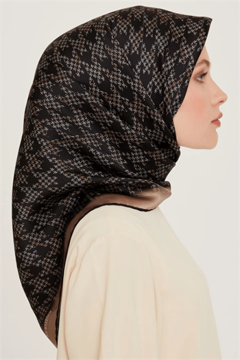 Armine İpek Eşarp 2025 Kış - 9239-81 Siyah Vizon Twill
