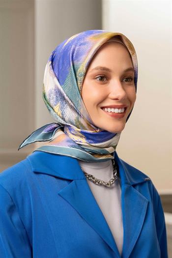 Armine İpek Eşarp 2025 Kış - 9240-52 Lavanta Krem Twill