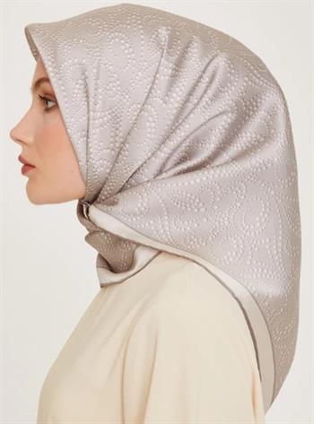Armine İpek Eşarp 2025 Kış - 9246-02 Açık Gümüş Twill