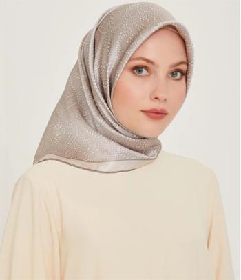 Armine İpek Eşarp 2025 Kış - 9246-02 Açık Gümüş Twill