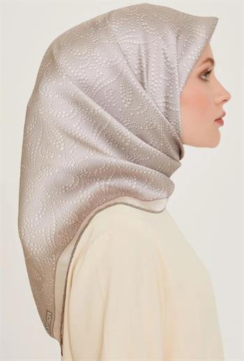 Armine İpek Eşarp 2025 Kış - 9246-02 Açık Gümüş Twill