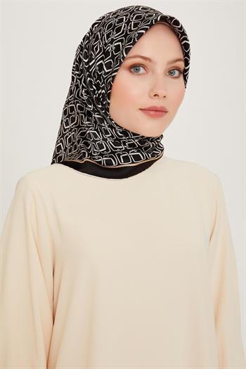 Armine İpek Eşarp 2025 Kış - 9248-01 Siyah Camel Twill 