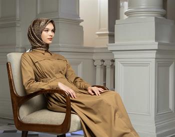 Armine İpek Eşarp 2025 Kış - 9248-85 Taş Gold Twill