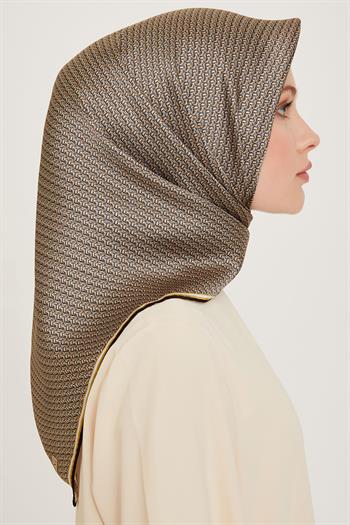 Armine İpek Eşarp 2025 Kış - 9250-31 Siyah Sarı Twill 
