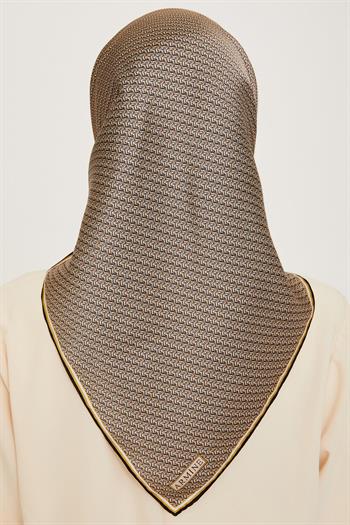 Armine İpek Eşarp 2025 Kış - 9250-31 Siyah Sarı Twill 
