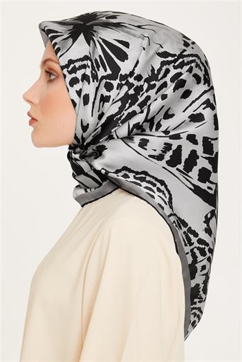 Armine İpek Eşarp 2025 Kış - 9256-39 Siyah Gri Twill