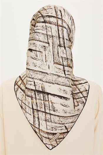 Armine İpek Eşarp 2025 Kış - 9258-01 Beyaz Gold Twill